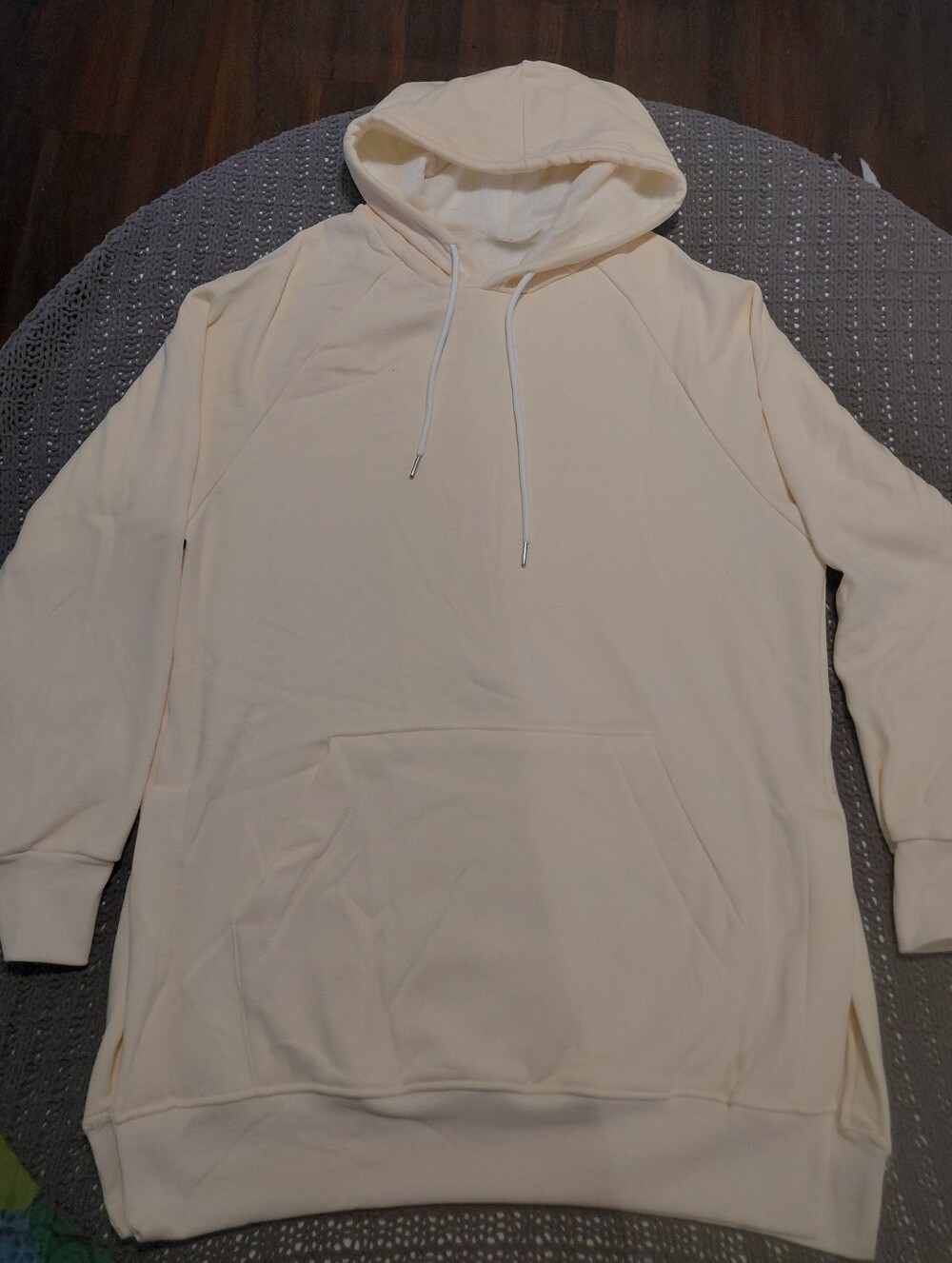 Warmy Cream Hoodie Sweatshirt/Skirt with Kangaroo Pocket